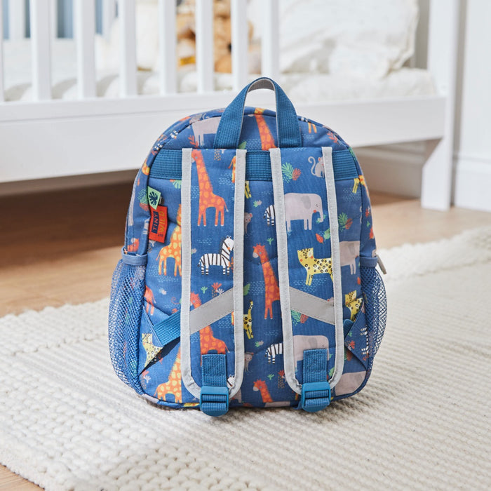 Personalised Navy Safari Print Medium Backpack