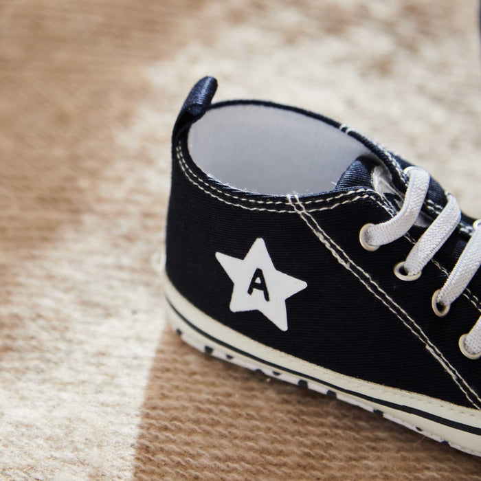 Personalised Navy Star Baby High Top Shoes
