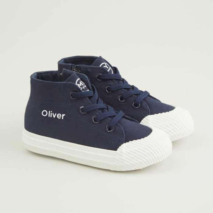 Personalised Navy Toddler High Top Trainers