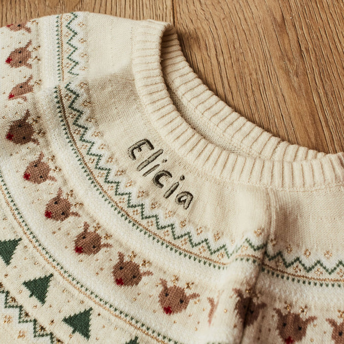 Personalised Neutral Fairisle Christmas Jumper