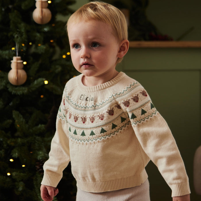 Personalised Neutral Fairisle Christmas Jumper