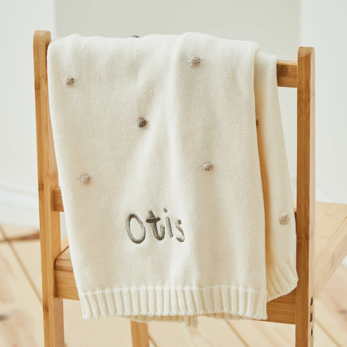 Personalised Neutral Spot Bobble Blanket