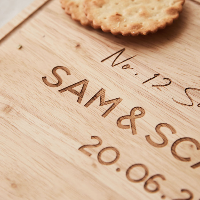 Personalised New Home Wooden Cheese Board