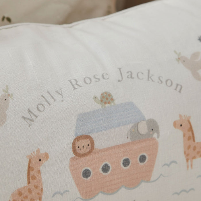 Personalised Noah's Ark Christening Linen Cushion
