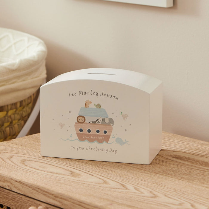 Personalised Noah's Ark Christening Money Box FSC®