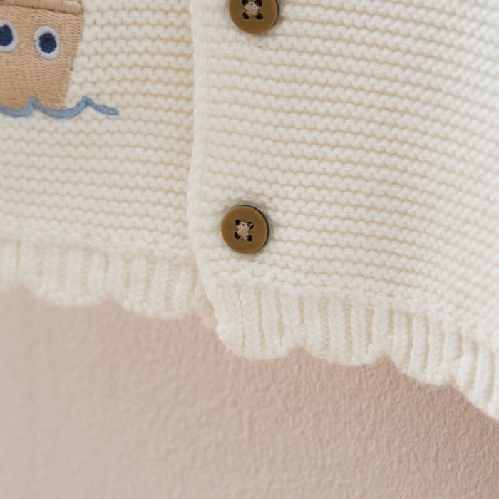 Personalised Noah's Ark Christening White Lightweight Cardigan