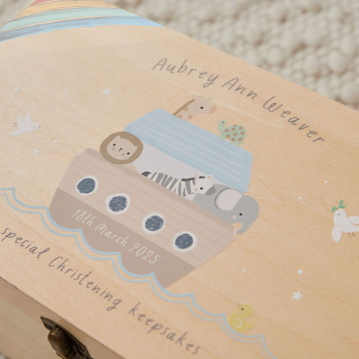 Personalised Noah's Ark Wooden Keepsake Box FSC®