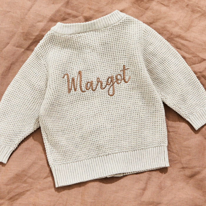 Personalised Oatmeal Button Cardigan by Name It