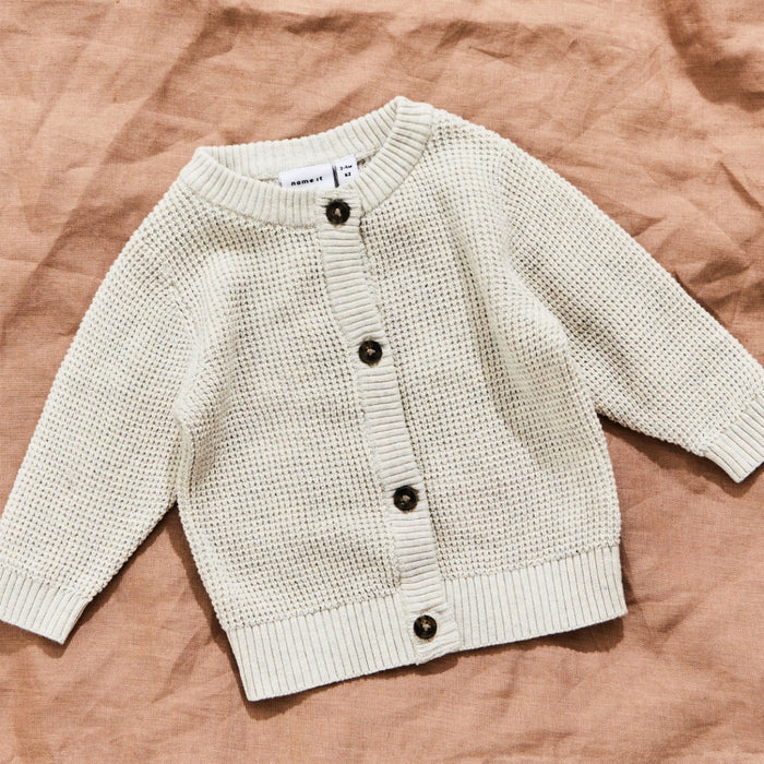 Personalised Oatmeal Button Cardigan by Name It