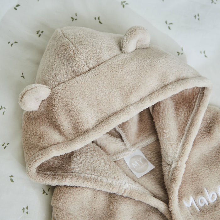 Personalised Oatmeal Fleece Robe With Ears
