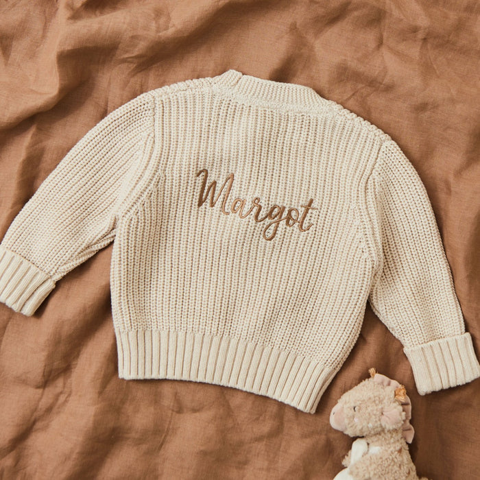Personalised Oatmeal Knitted Cardigan
