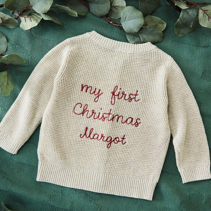 Personalised Oatmeal My 1st Christmas Cardigan by Name It