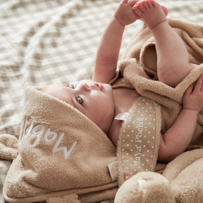 Personalised Oatmeal Small Hooded Towel