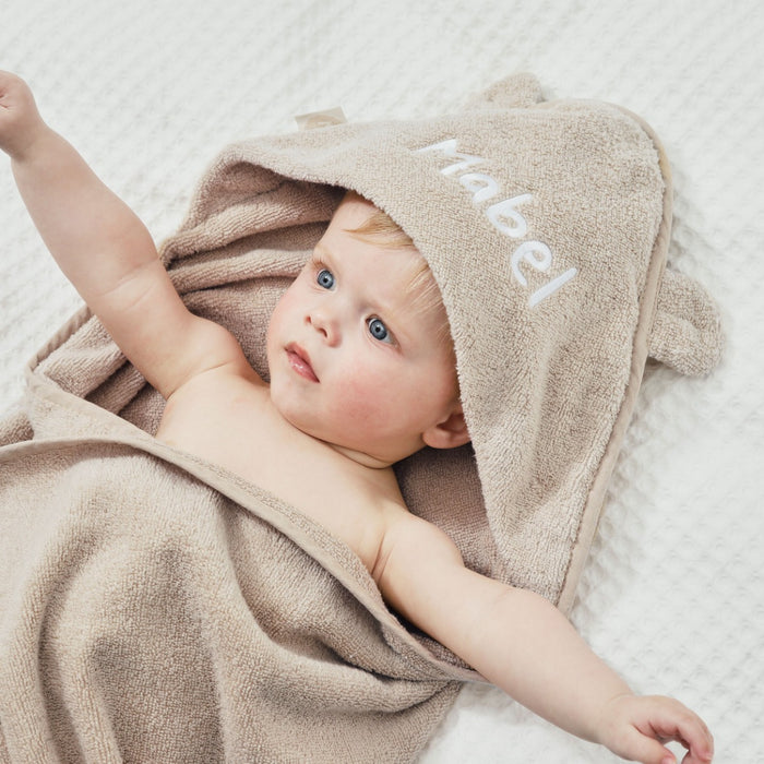 Personalised Oatmeal Small Hooded Towel