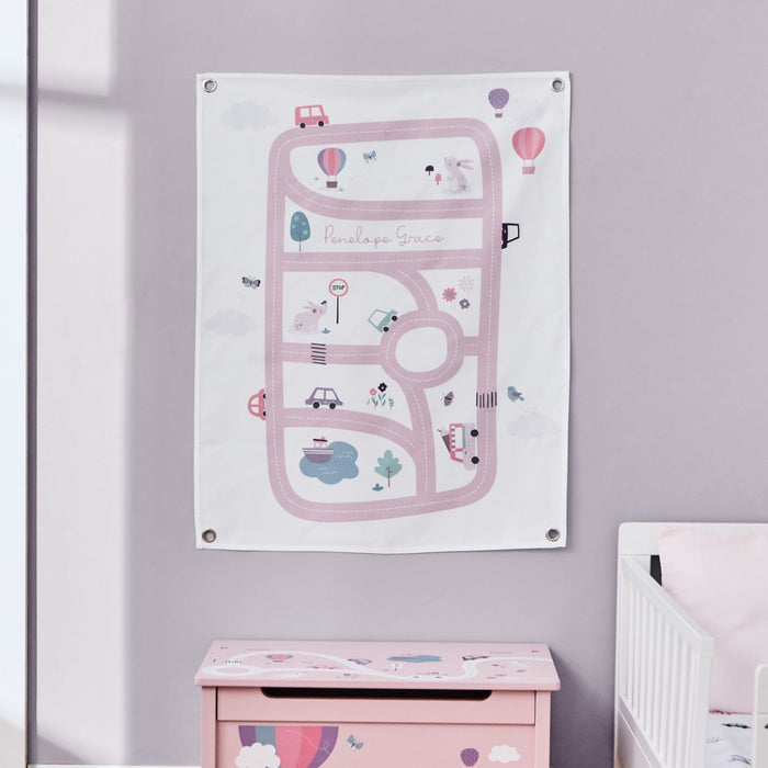 Personalised On The Move Large Pink Grey Wall Hanging