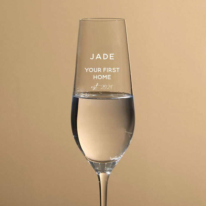 Personalised Our First Home Champagne Flute Set