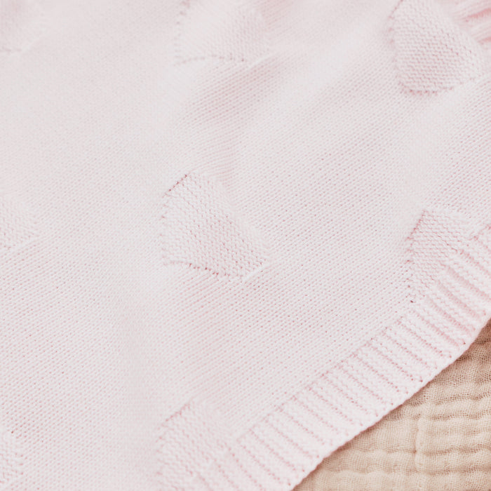 Personalised Pale Pink Heart Jacquard Baby Blanket