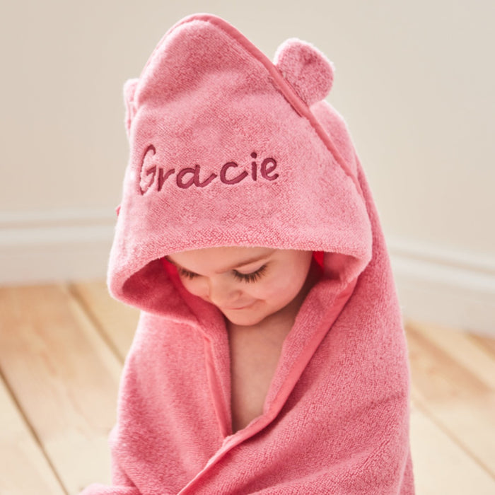 Personalised Peony Pink Hooded Towel