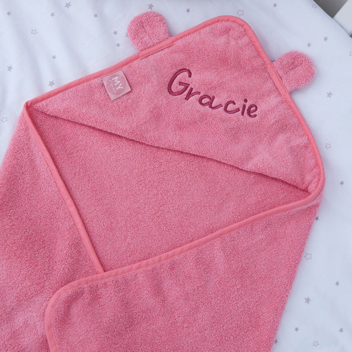 Personalised Peony Pink Hooded Towel