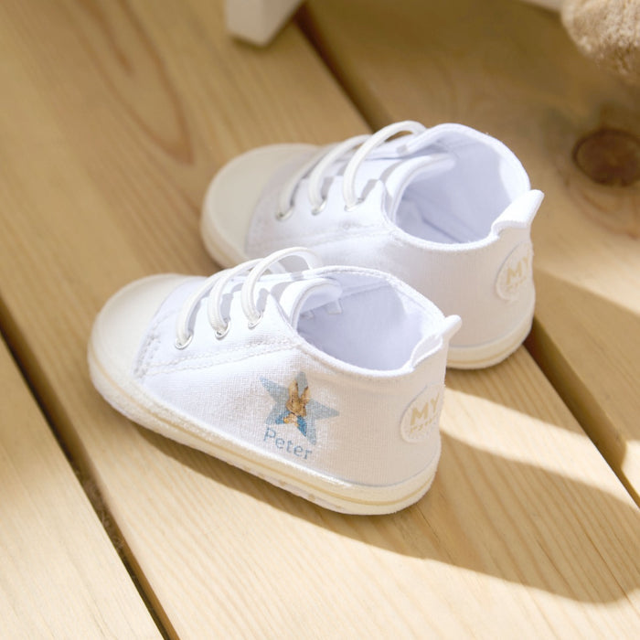 Personalised Peter Rabbit Baby High Top Trainers