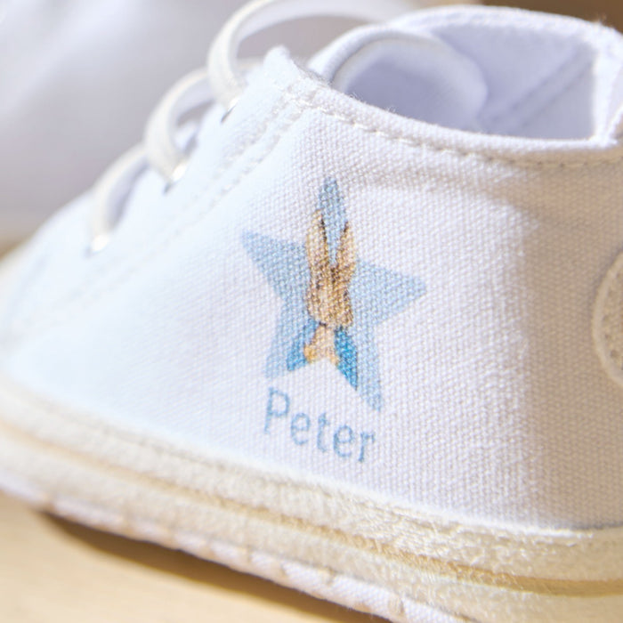 Personalised Peter Rabbit Baby High Top Trainers