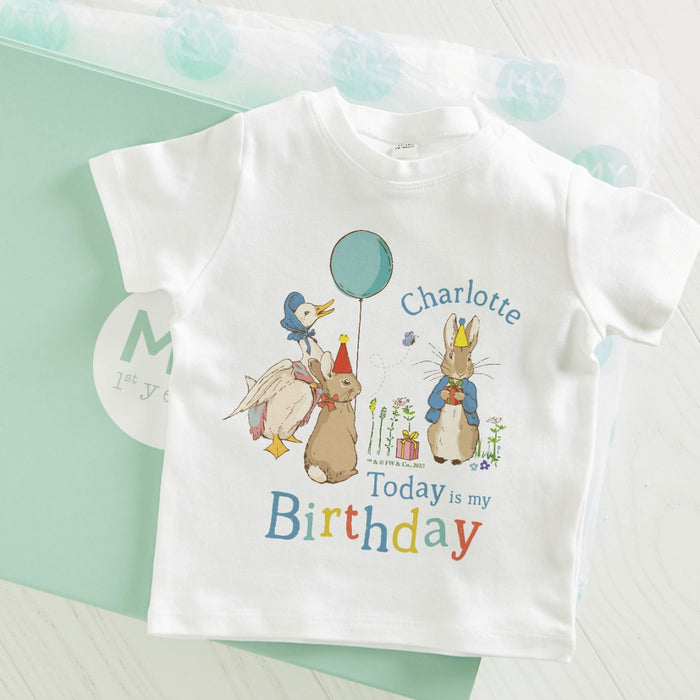 Personalised Peter Rabbit™ Birthday White T-Shirt