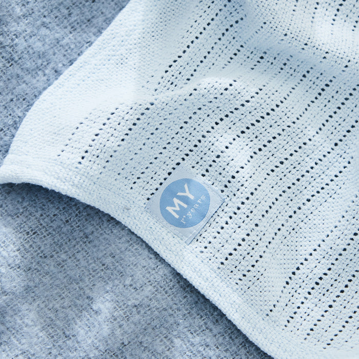 Personalised Peter Rabbit™ Embroidered Blue Cellular Baby Blanket