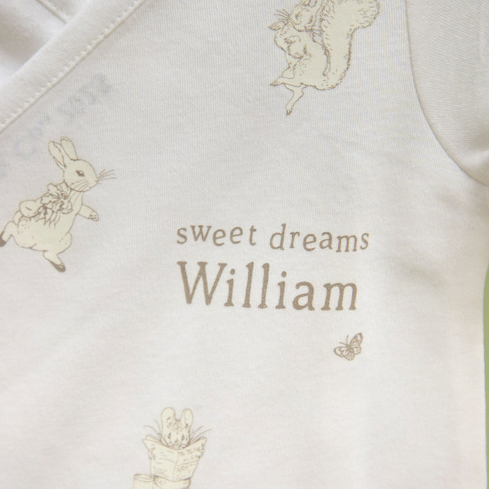 Personalised Peter Rabbit™ Wrap Sleepsuit & Hat Set