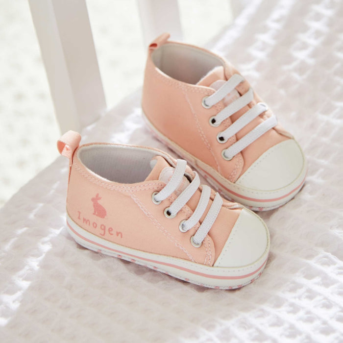 Personalised Pink Bunny Baby High Top Shoes