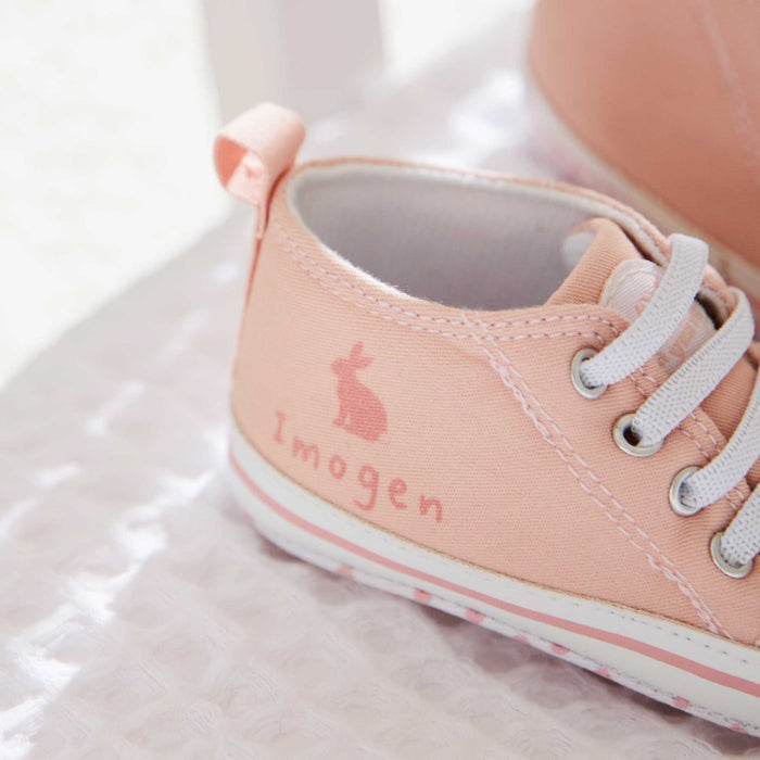 Personalised Pink Bunny Baby High Top Shoes