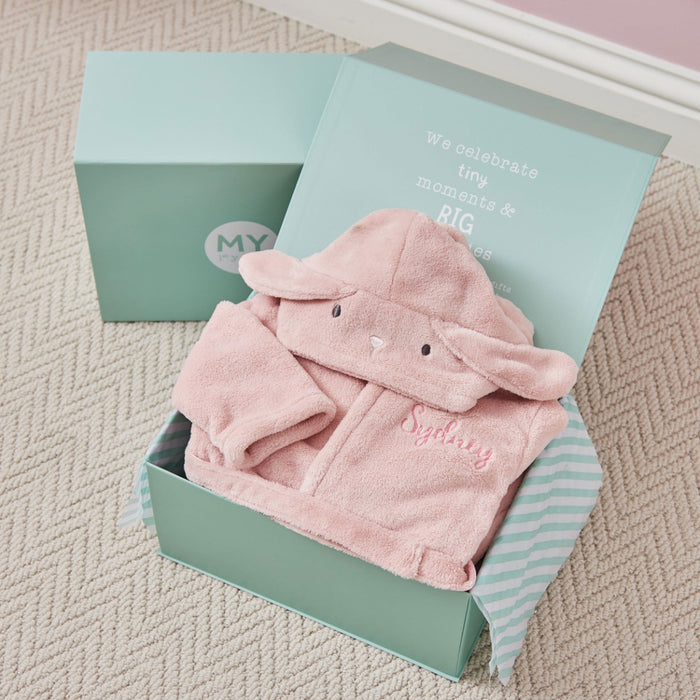 Personalised Pink Bunny Fleece Robe