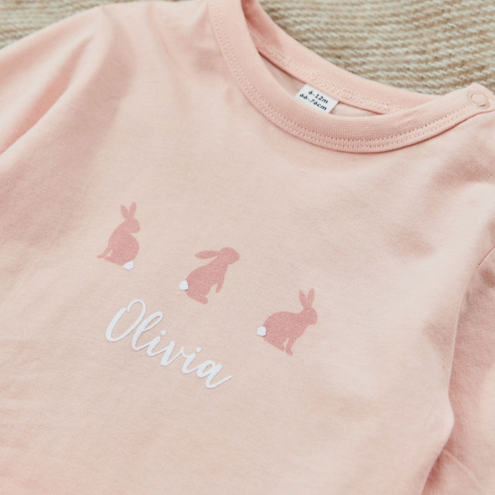 Personalised Pink Bunny Jersey Pyjamas