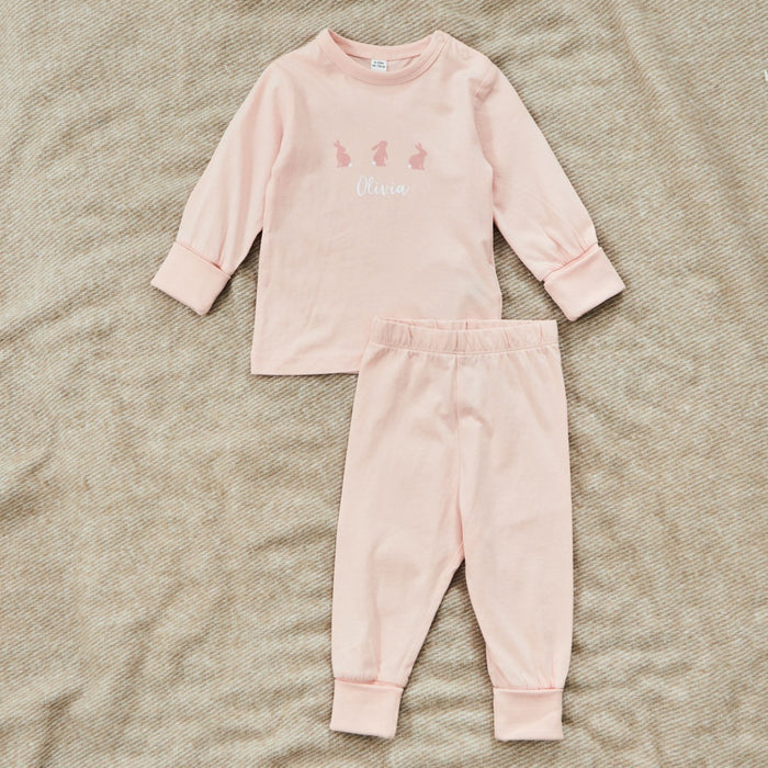 Personalised Pink Bunny Jersey Pyjamas
