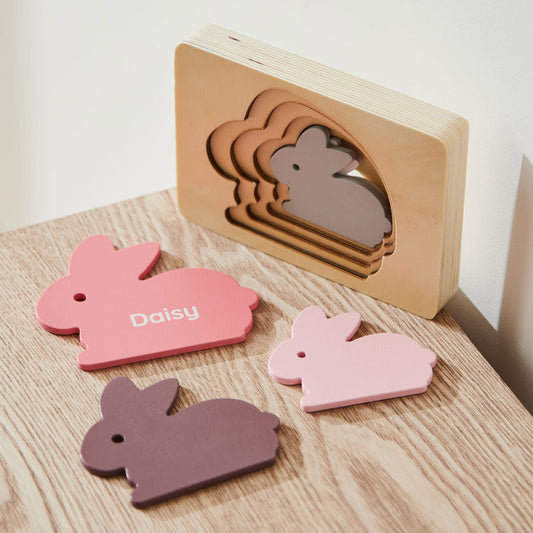 Personalised Pink Bunny Puzzle Toy FSC®
