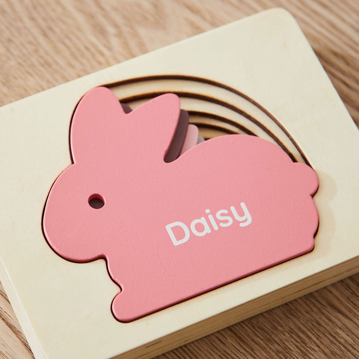 Personalised Pink Bunny Puzzle Toy FSC®
