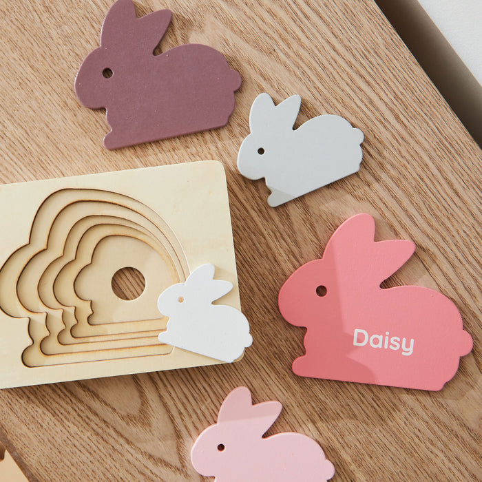 Personalised Pink Bunny Puzzle Toy FSC®