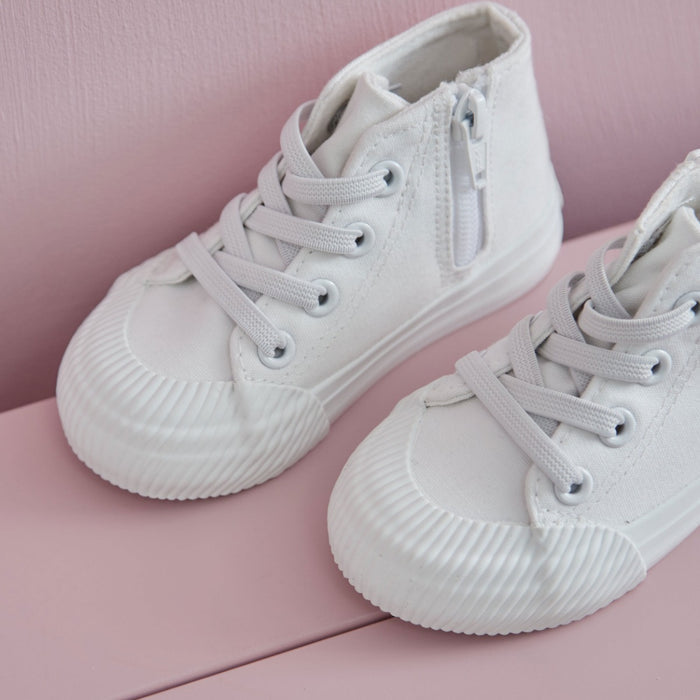 Personalised Pink Butterfly Kids Ivory High Tops