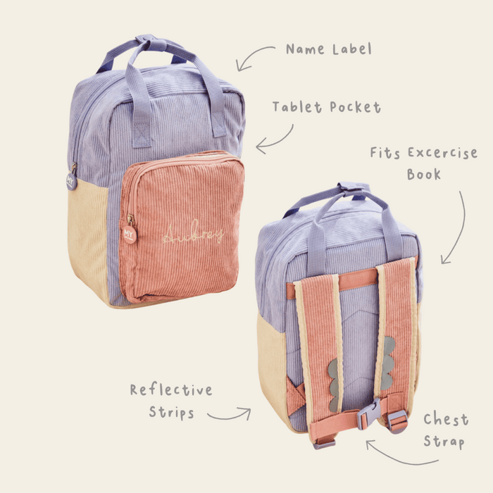 Personalised Pink Cord Backpack with Grab Handle