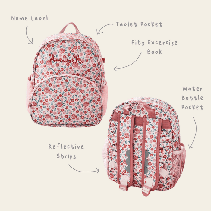 Personalised Pink Ditsy Print Classic Medium Backpack