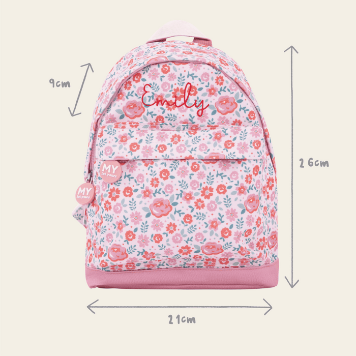 Personalised Pink Ditsy Print Classic Mini Backpack