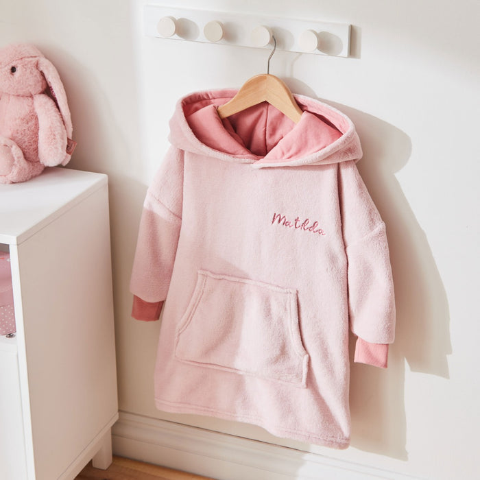 Personalised Pink Fleece Oversized Hoodie