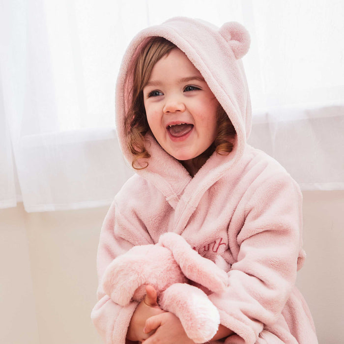 Personalised Pink Fleece Robe with Ears