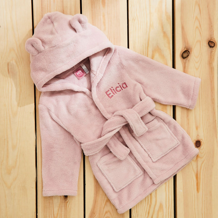 Personalised Pink Fleece Robe with Ears