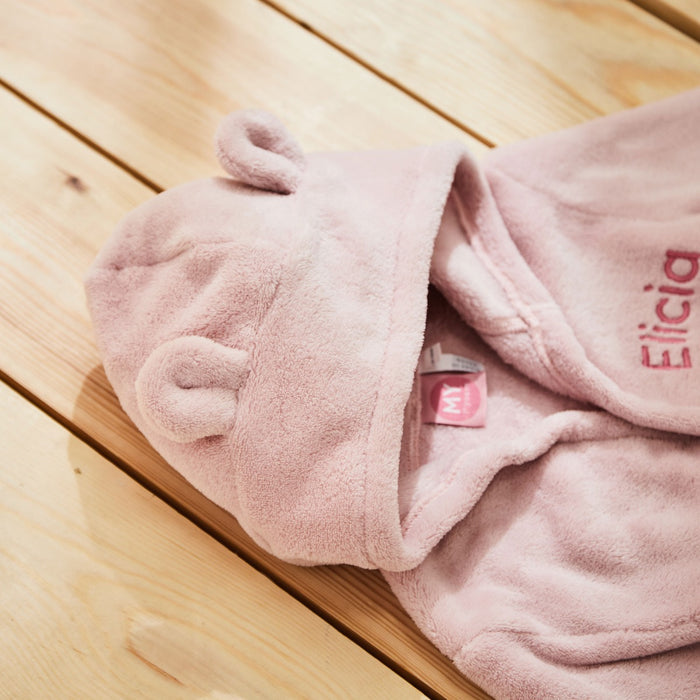 Personalised Pink Fleece Robe with Ears