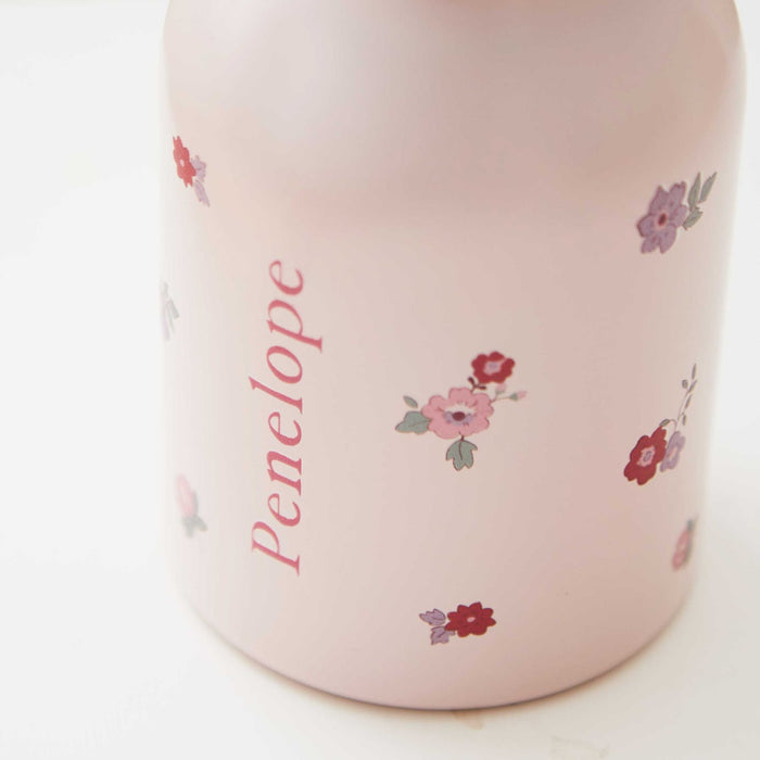 Personalised Pink Floral Water Bottle
