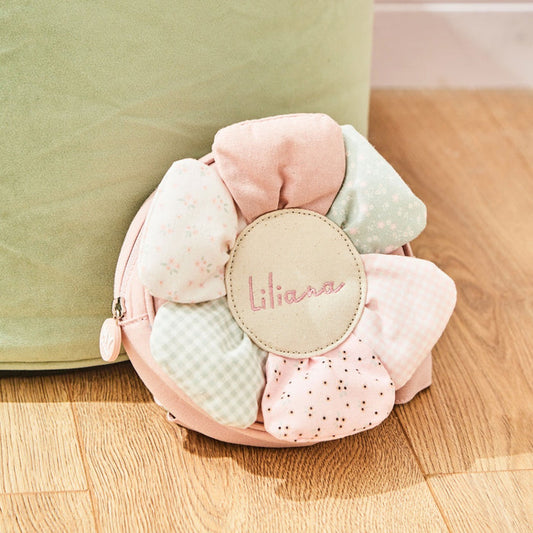Personalised Pink Flower Tiny Character Backpack