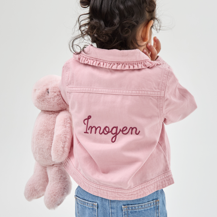 Personalised Pink Frill Denim Jacket