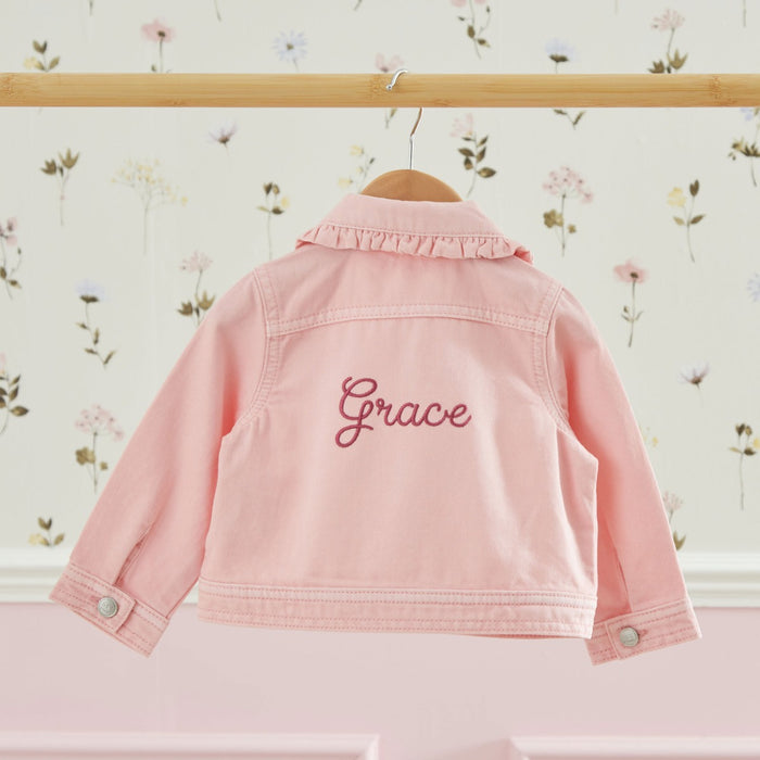 Personalised Pink Frill Denim Jacket
