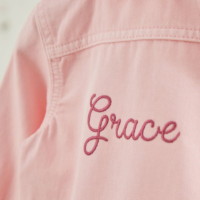 Personalised Pink Frill Denim Jacket