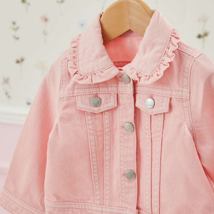Personalised Pink Frill Denim Jacket